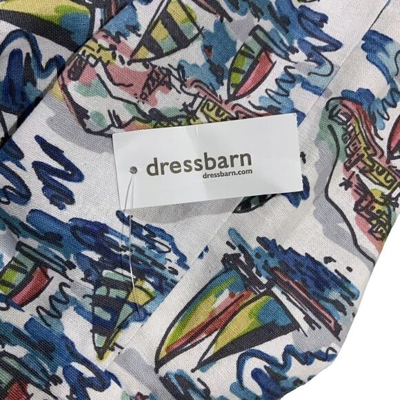 NINE WEST Linen Cotton Pencil Skirt Pockets Sailing Boat Artwork Women 12 NWT - Picture 12 of 12